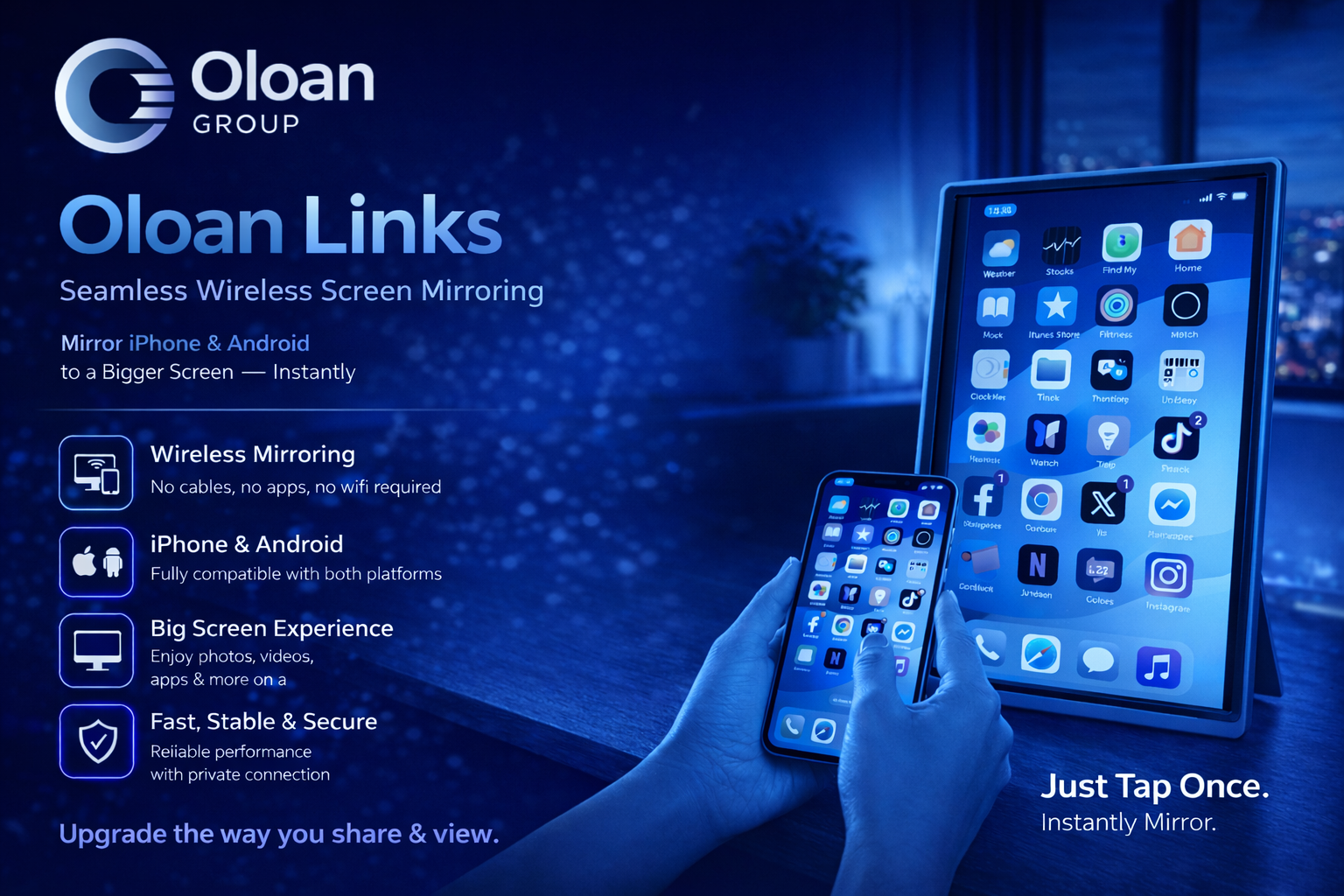 Oloan Links Device Connected to TV